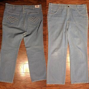 Vintage 70s Oxford Jeans Light Blue Denim 27 Inseam 36 Waist